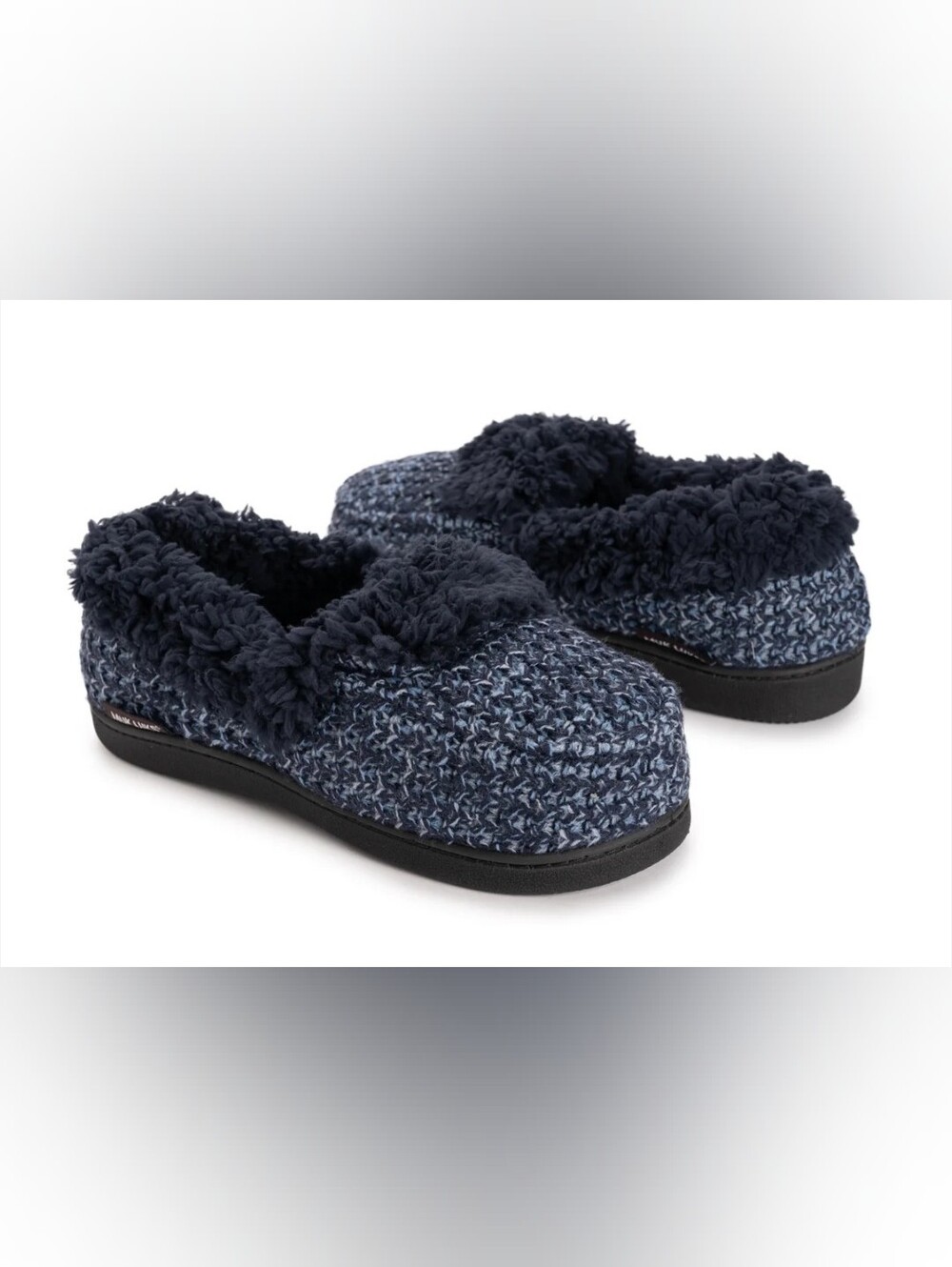 Cozy Navy Knit Slip-On Slippers